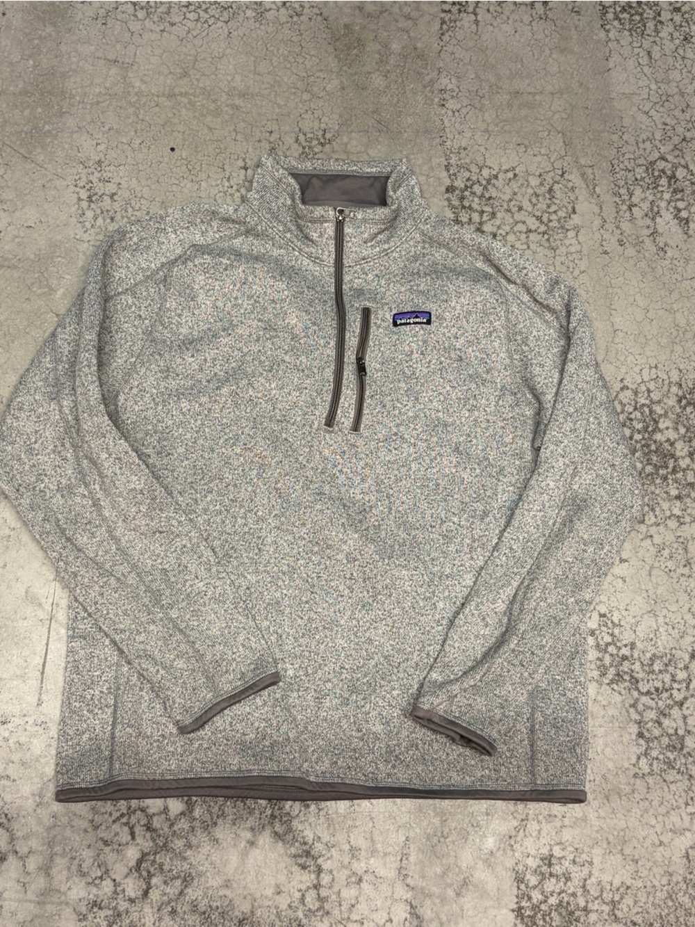 Patagonia Light Gray Heather Quarter-Zip Fleece Pullover XL